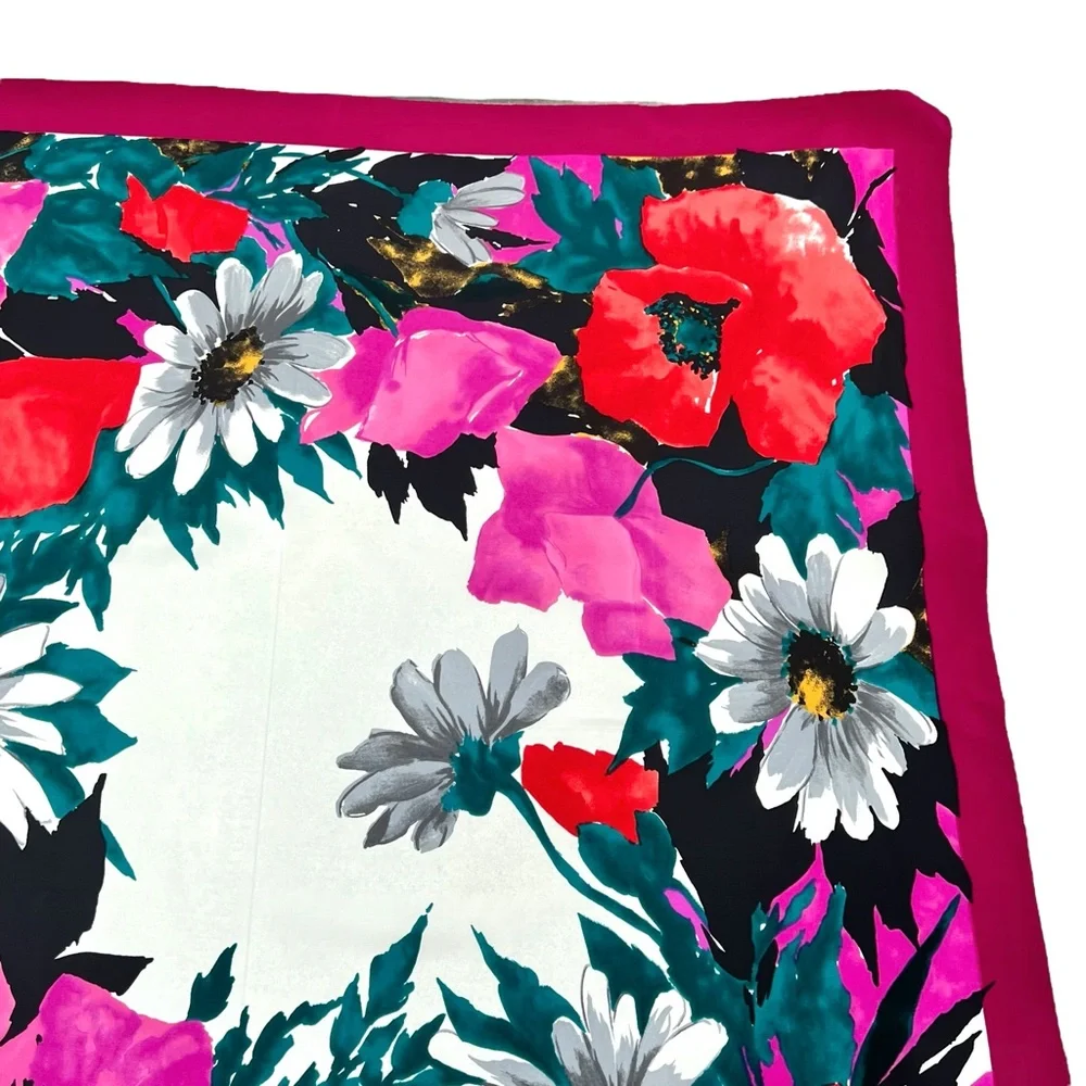 VINTAGE CHRISTIAN DIOR VIBRANT COLORFUL FLORAL SILK SCARF - 34